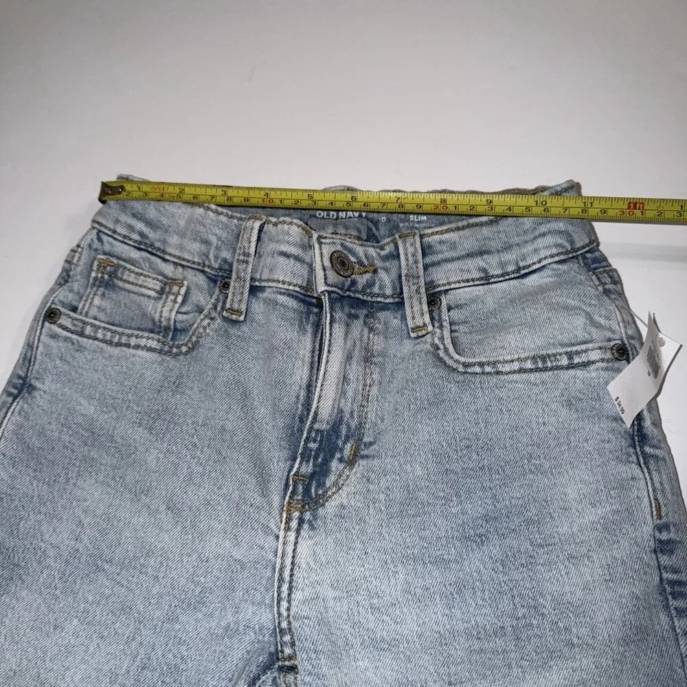 Old Navy Girls Jeans Slim Light Wash Size 10 NEW Adjustable Waist Distressed‎